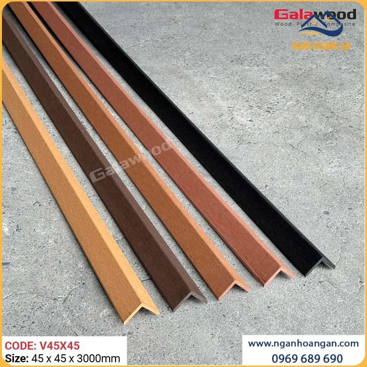 Nẹp Chữ V Gỗ Nhựa Ngoài Trời Galawood V45X45 Coffee